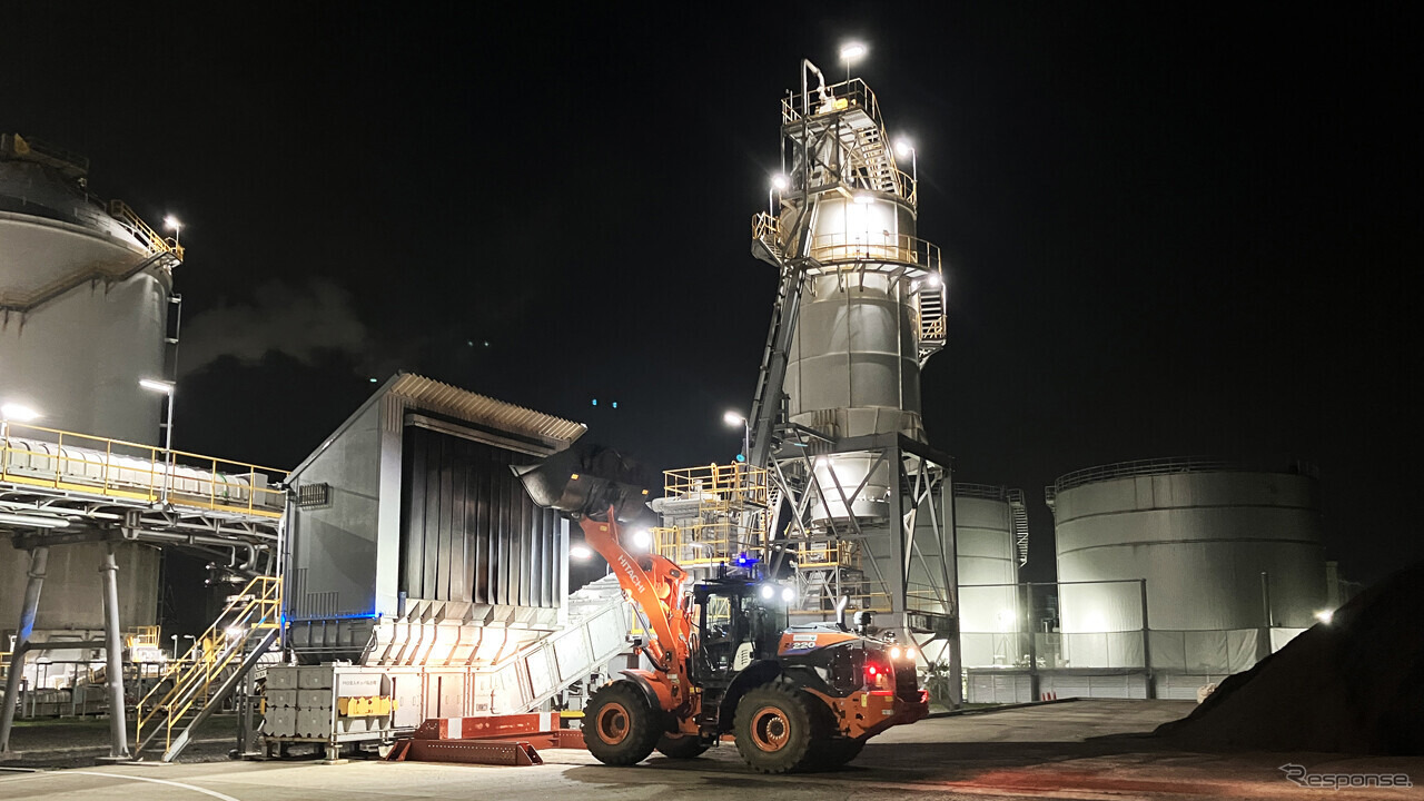 大林神栖バイオマス発電所での夜間自動運転実証実験の様子