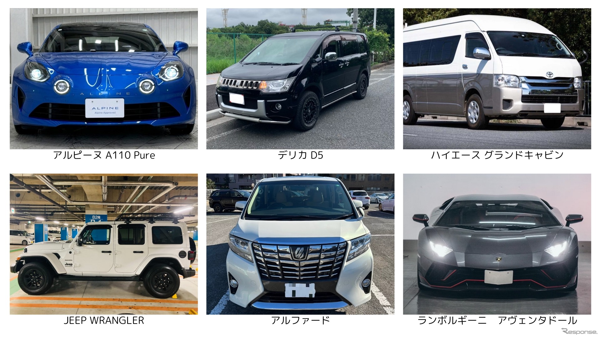 「DriveShare」に登録されているクルマの例
