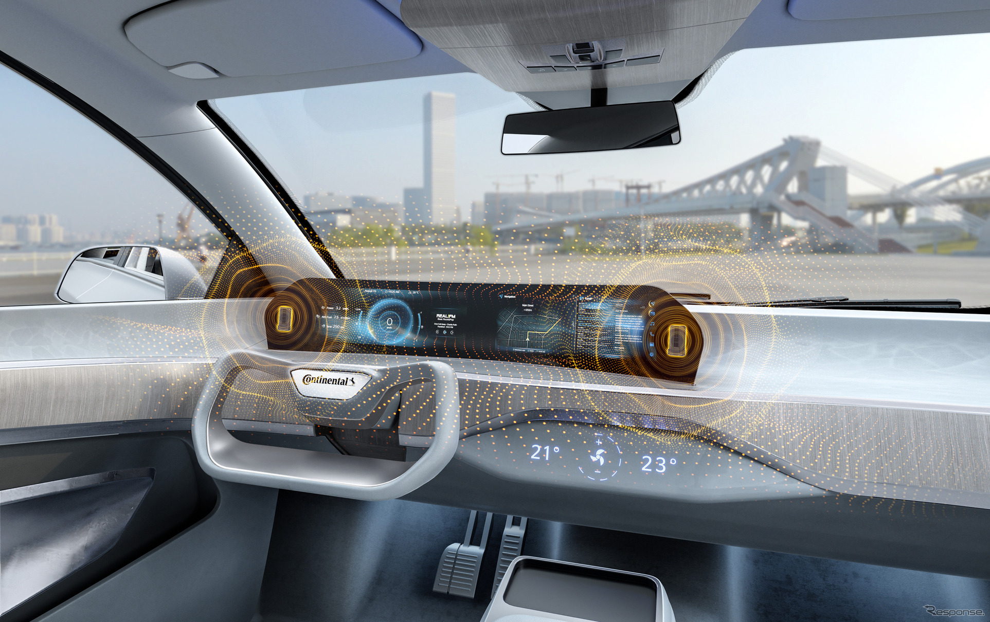 コンチネンタルの車載ディスプレイとスピーカー機能を一体化させた「Ac2ated Sound」技術