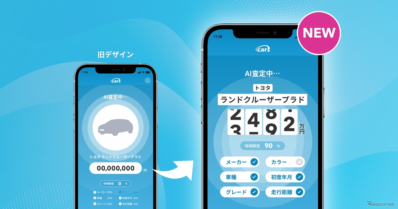 従来の高精度なAI査定はそのままに、インターフェースの刷新や操作性の向上