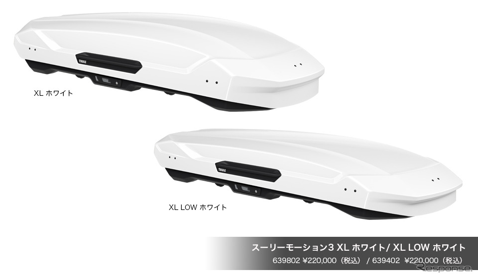デザインと積載性を両立させたルーフボックス「スーリー・モーション3」に限定ホワイトカラーが2サイズで登場