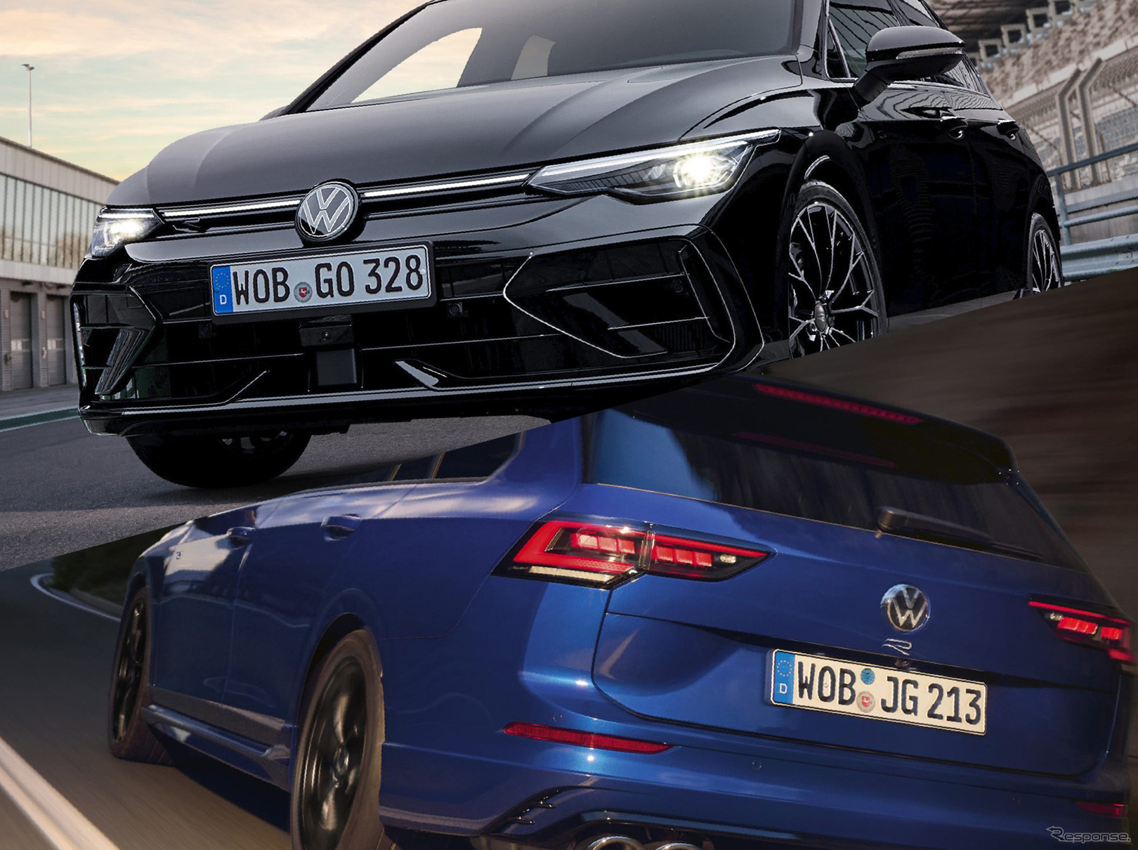 VW ゴルフR ブラックエディション（上）とゴルフRヴァリアント ブラックスタイル（下）