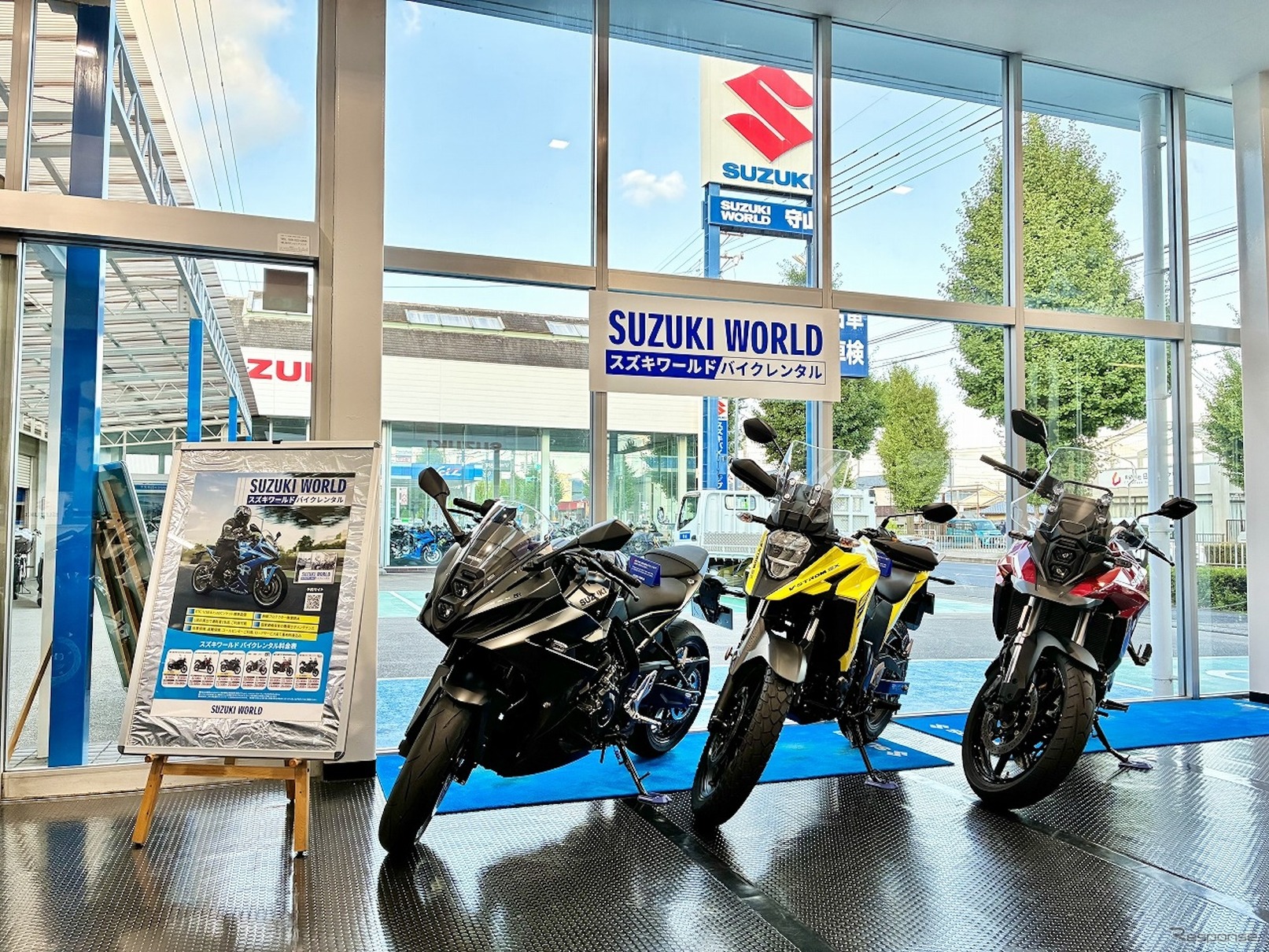新たに新型バイクレンタルサービスを開始したスズキワールド守山(愛知県名古屋市)