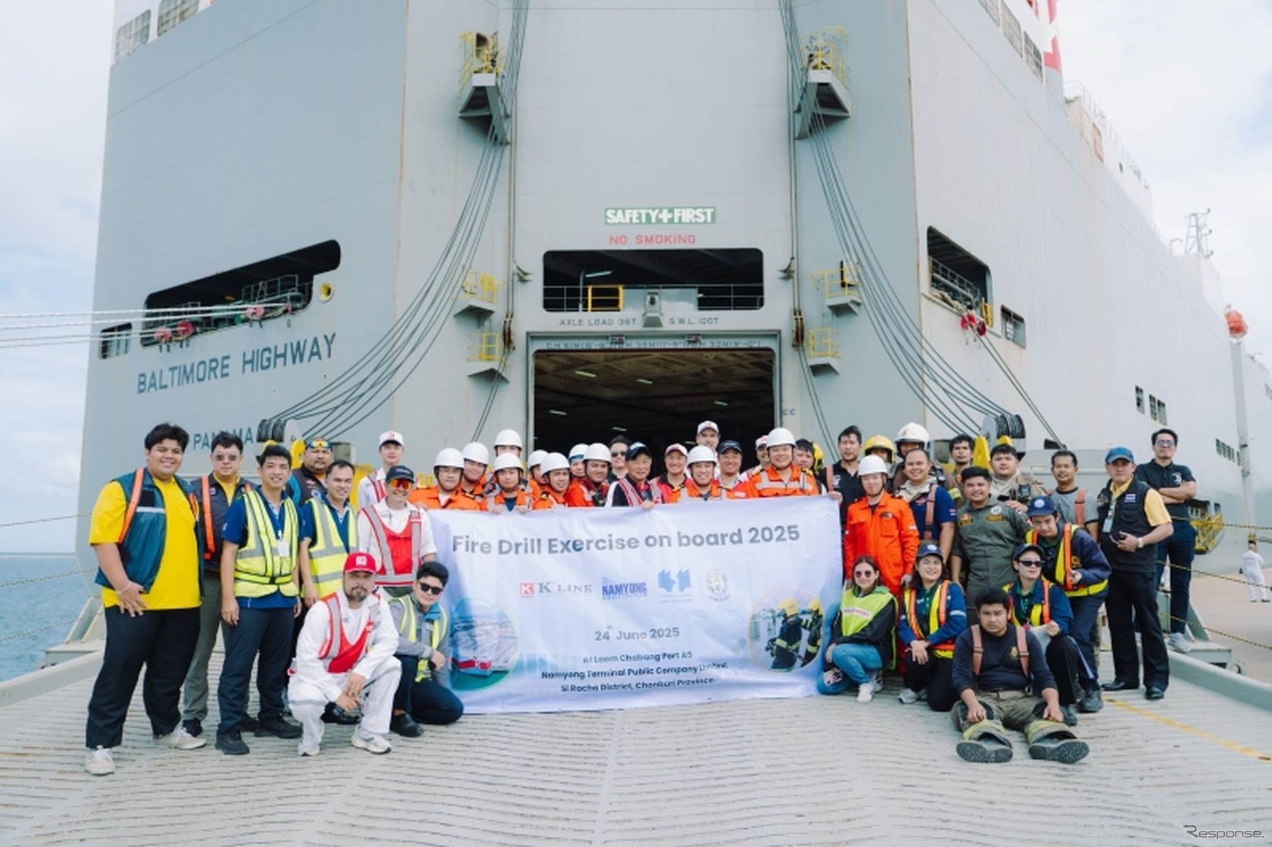 川崎汽船がタイのレムチャバン港で実施された「Fire Drill Exercise on Board 2025（船上火災訓練）」に参加