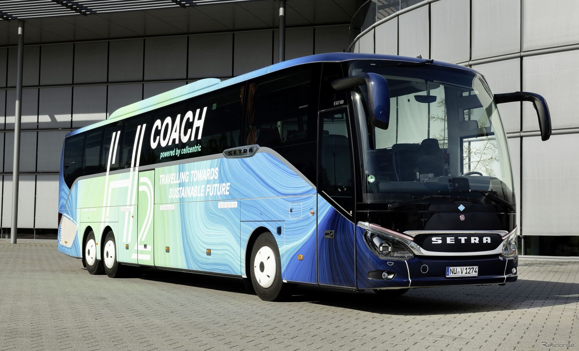 セトラブランド初となる水素燃料電池駆動の観光バス「H2コーチ」のテスト車両