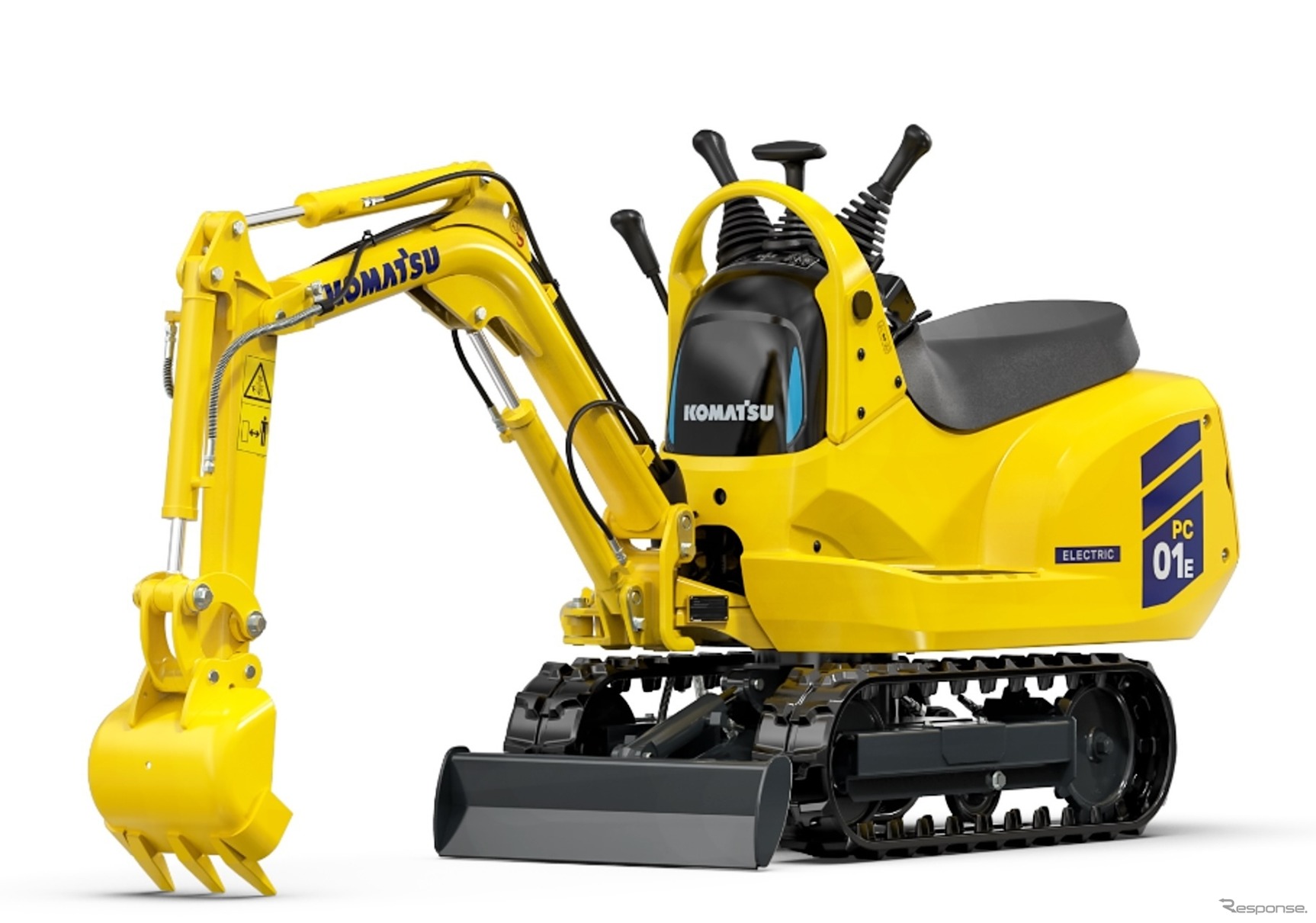 KENKIドリームDAY：コマツの電動マイクロショベル、PC01E-2を展示。実際に乗って写真が撮れる