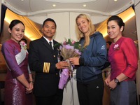 タイ国際航空、全豪オープン女子チャンピオンを歓迎…バンコク経由でドイツへ 画像