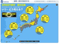 西日本の日本海側や北日本で3月9日に部分日食…東南アジアの皆既日食は生中継 画像
