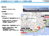 ダブル連結トラックの実験を11月22日から開始…SA・PAを利用した中継輸送も 画像