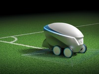 自動でサッカーのピッチに白線を引くロボット発表…日産プロパイロット技術を応用 画像