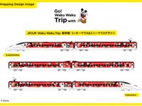 ミッキーマウスとミニーマウスの赤い車体…九州新幹線「Waku Waku Trip 新幹線」に第2弾　8月1日から 画像