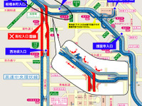 首都高、中央環状線（外回り）西新宿JCT - 西池袋を一車線開放…タンクローリー火災事故 画像