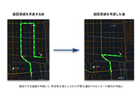 トラックカーナビ、大型車の旋回実績を考慮したルート案内開始 画像