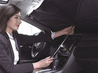 折りたたみ傘みたいなサンシェードが進化…シャフトが折れてフロントガラスにジャストフィット 画像