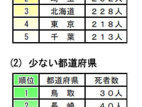 08年の交通事故死者数…最多・最少都道府県 画像