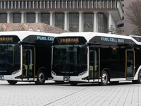 従業員送迎バスやスクールバスに国内初の燃料電池バスを導入…シダックスグループが都内で運行開始 画像