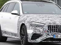 F1ゆずりの最強電動ターボ搭載か!? メルセデスAMG『E53ワゴン』新型、挑発的マスクが初露出！ 画像