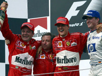 【F1ハンガリーGP決勝】バリケロが今季2勝目……シューマッハ従えて 画像