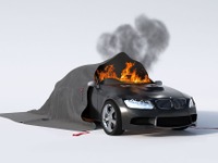 燃えている車両に掛ける！ ヨネがEV火災対応の『ファイヤーブランケット』を出展予定…IAAE 2024 画像