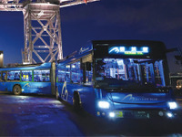 連接バス「BAYSIDE BLUE」と周遊バス「あかいくつ」にイルミネーション、横浜の夜を照らす 画像