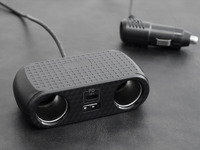 手軽にUSBポートとアクセサリーソケットを増設、オウルテックから「ケーブル型車載充電器」発売 画像