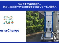 テラチャージ、東京八王子市の公共施設13か所にEV急速充電器設置開始 画像