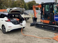日立建機、バッテリー駆動式ショベルと移動式給電車の実証試験…充電インフラ未整備の現場でも安定稼働 画像