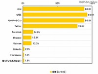 SNS認知率、1位GREEは93.0％…利用頻度はmixiがトップ 画像