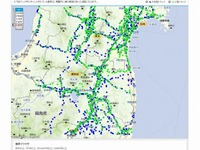 被災地のトラック通行実績、マピオンが公開 画像