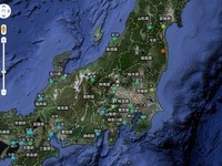 全国放射線量マップ…レベル毎に色分け 画像