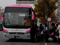 大阪南港にピンク色のバス停---バス業界に動き 画像