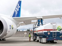 ボーイング787のデリバリー飛行でバイオ燃料使用 画像