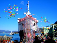 大間～函館フェリーの新造船「大函丸」…広島・内海造船で進水式 画像