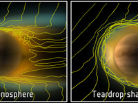 彗星のような尾を引く金星の電離層…ESA 画像