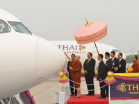 タイ国際航空、新導入の旅客機に聖油を塗る式典を挙行 画像