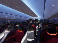 ボーイング、777Xの機内インテリアを公開…窓を競合機より15％以上大型化など 画像