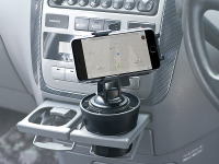 スマホホルダーをドリンクホルダーに固定できるアタッチメント…サンワサプライ 画像