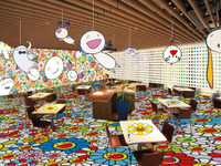 村上隆描くお花であふれる期間限定カフェが六本木ヒルズに 画像