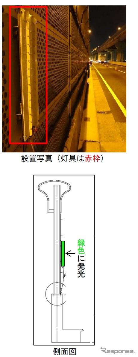 今回設置する遮音板とライトの側面図