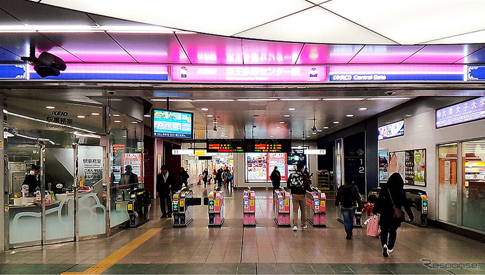 京王多摩センター駅で3月から始まったサンリオピューロランド仕様コラボ演出