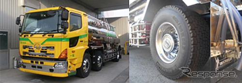 ミシュラン XOneを装着した三和運輸の食品タンクローリー車