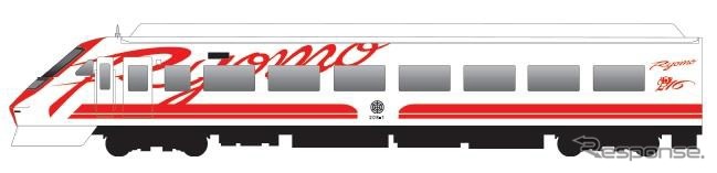 『普悠瑪』デザインに変更した東武200系のイメージ。