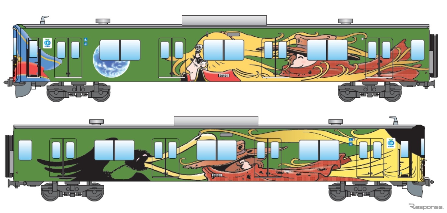 会場では新旧の「銀河鉄道999デザイン電車」が展示される。画像は2代目「999デザイン電車」のイメージ。