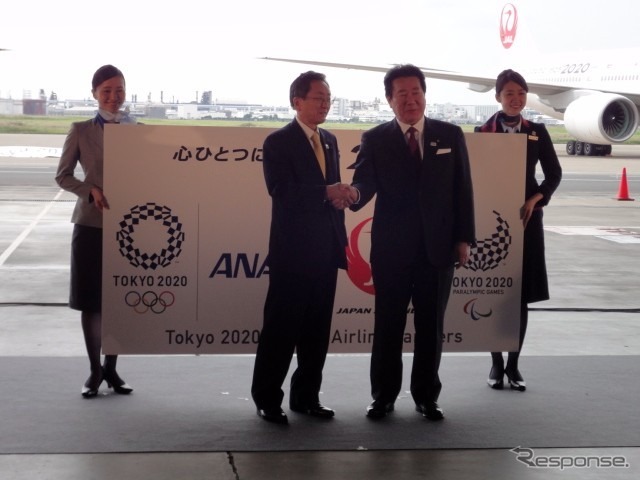 東京2020特別デカール機公開記念イベント（10月14日、羽田空港JAL M2格納庫）