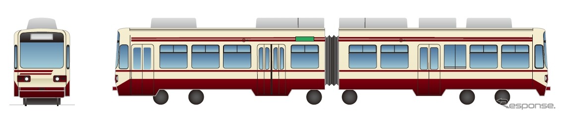 筑豊電鉄の開業当時の塗装を復刻した3000形のイメージ。10月28日から運行される。