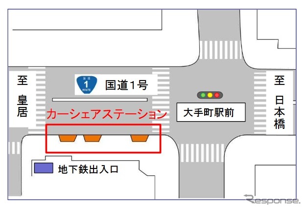 国道1号、皇居周辺で超小型モビリティを使ったカーシェアリング実験