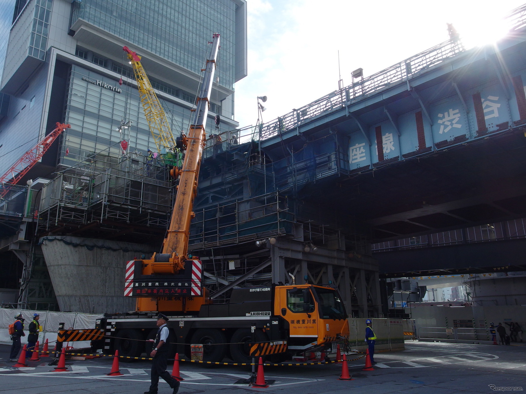 銀座線渋谷駅工事（11月5日）。画面左奥はヒカリエ。