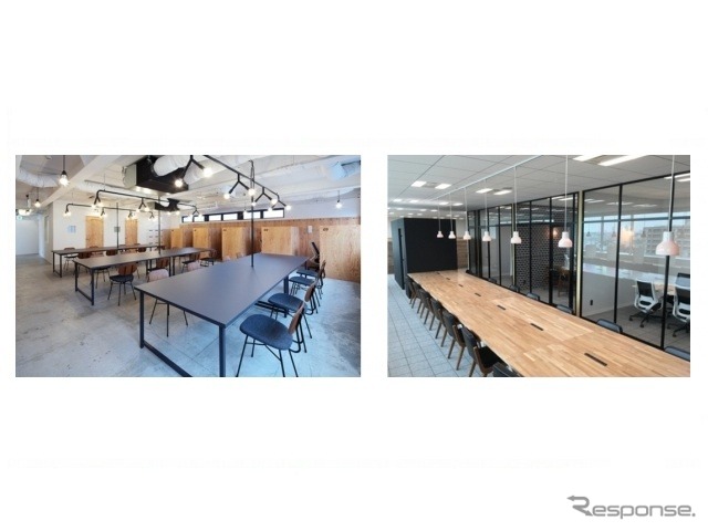 東急電鉄が展開する会員制サテライトシェアオフィス「NewWork（ニューワーク）」。左：たまプラーザ店、右：横浜店