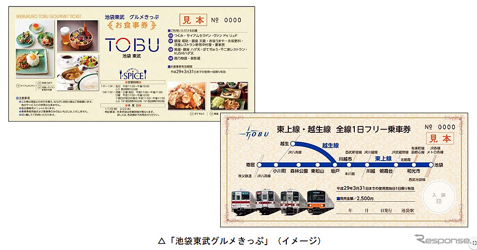 「池袋東武 グルメきっぷ」（東武鉄道／東武百貨店）