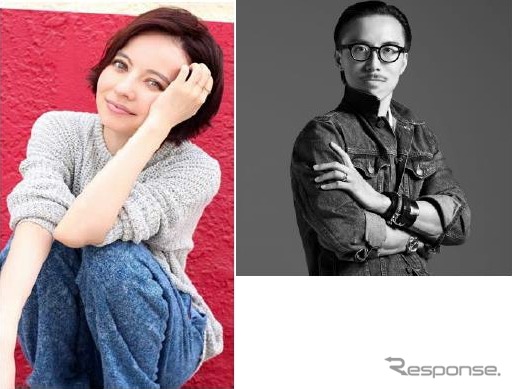 博多駅ビル「JR博多シティ」の広告モデルに起用されたベッキーさん（左）。写真家のレスリー・キーさん（右）が撮影する。